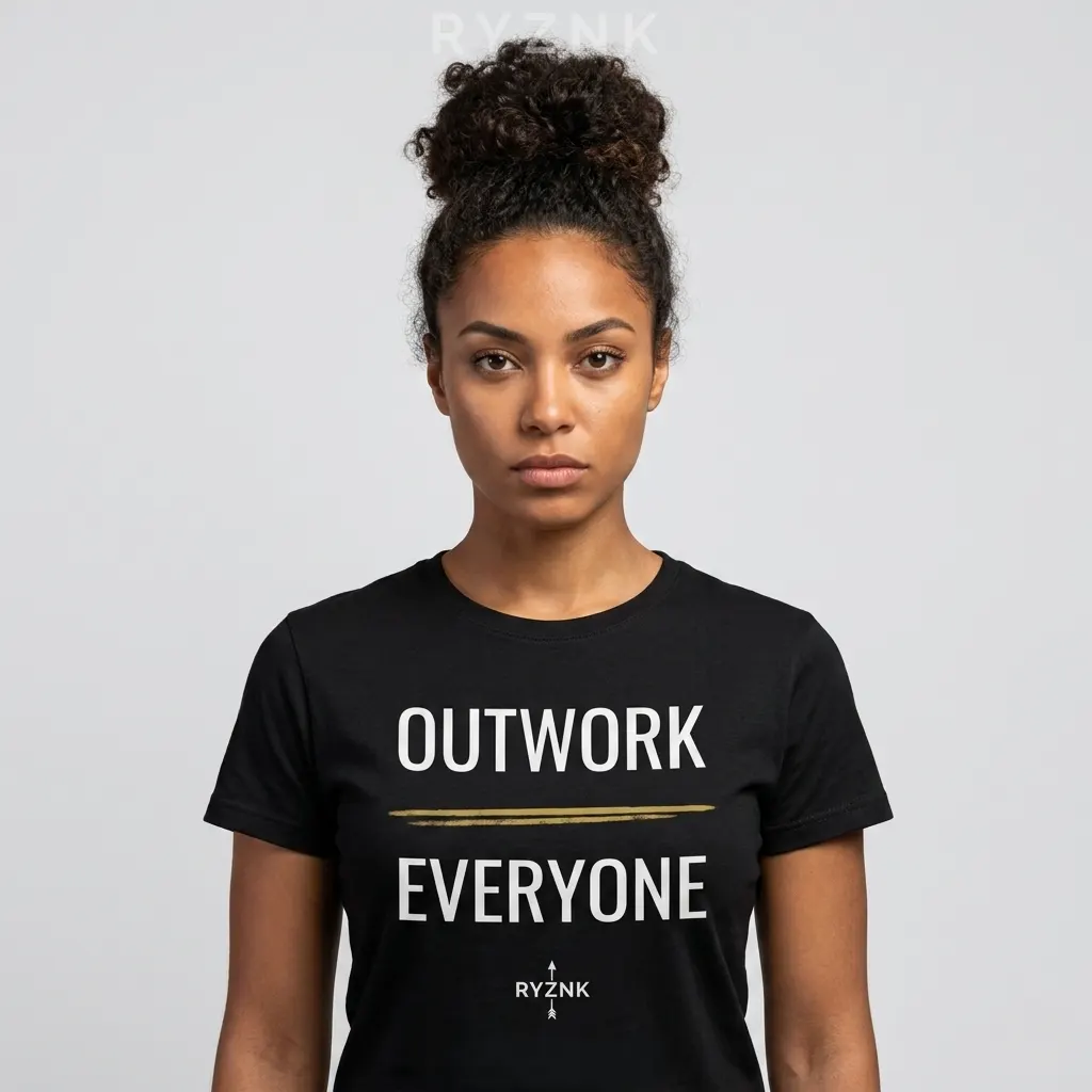 RYZNK Outwork Everyone T-Shirt — Woman Studio — Unisex Motivational Streetwear