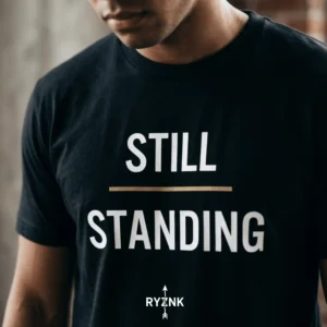 RYZNK Still Standing T-Shirt — Chest Close Up Editorial — Streetwear Photography