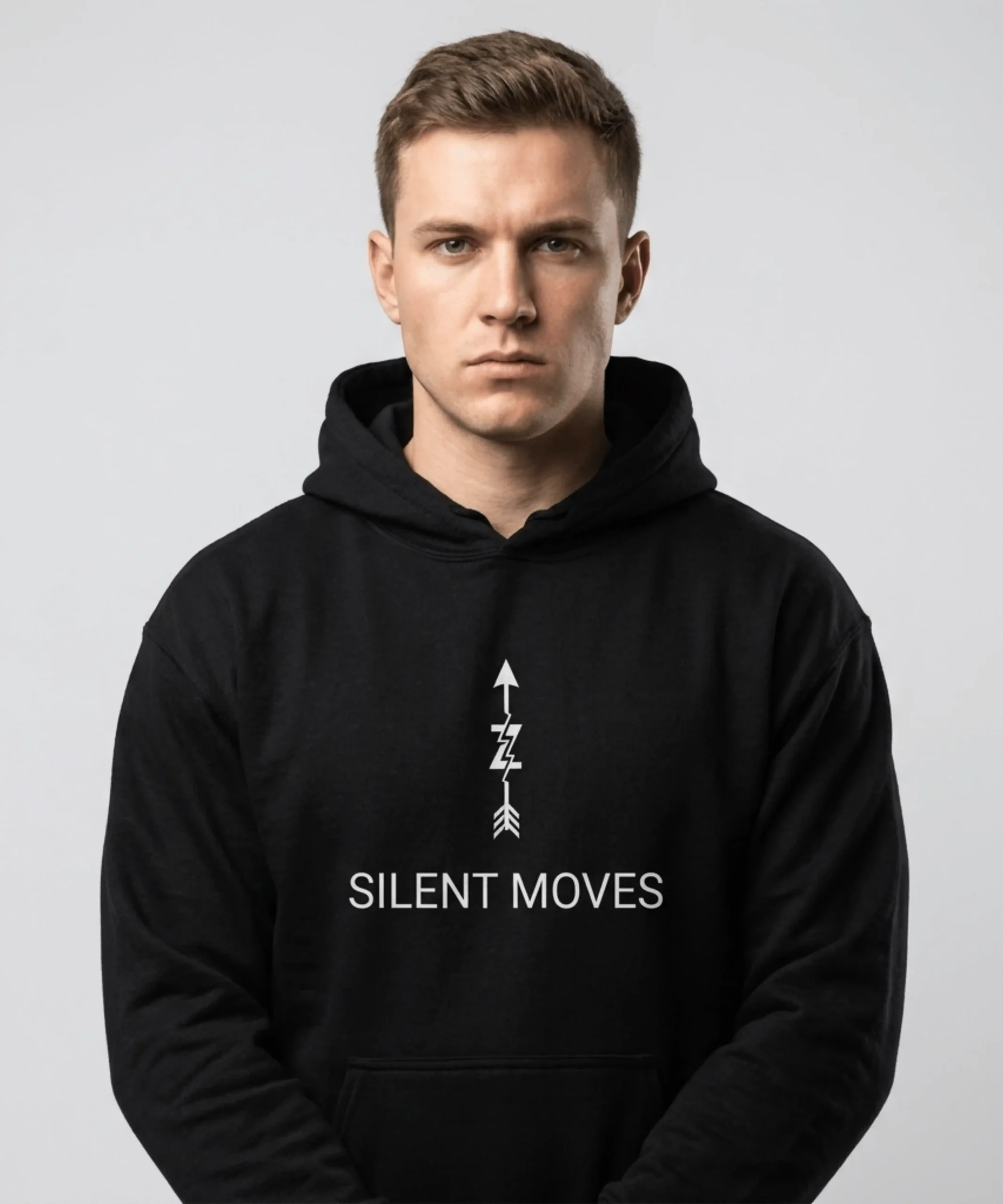 RYZNK Silent Moves Hoodie — Man Studio — Minimal Streetwear Hoodie