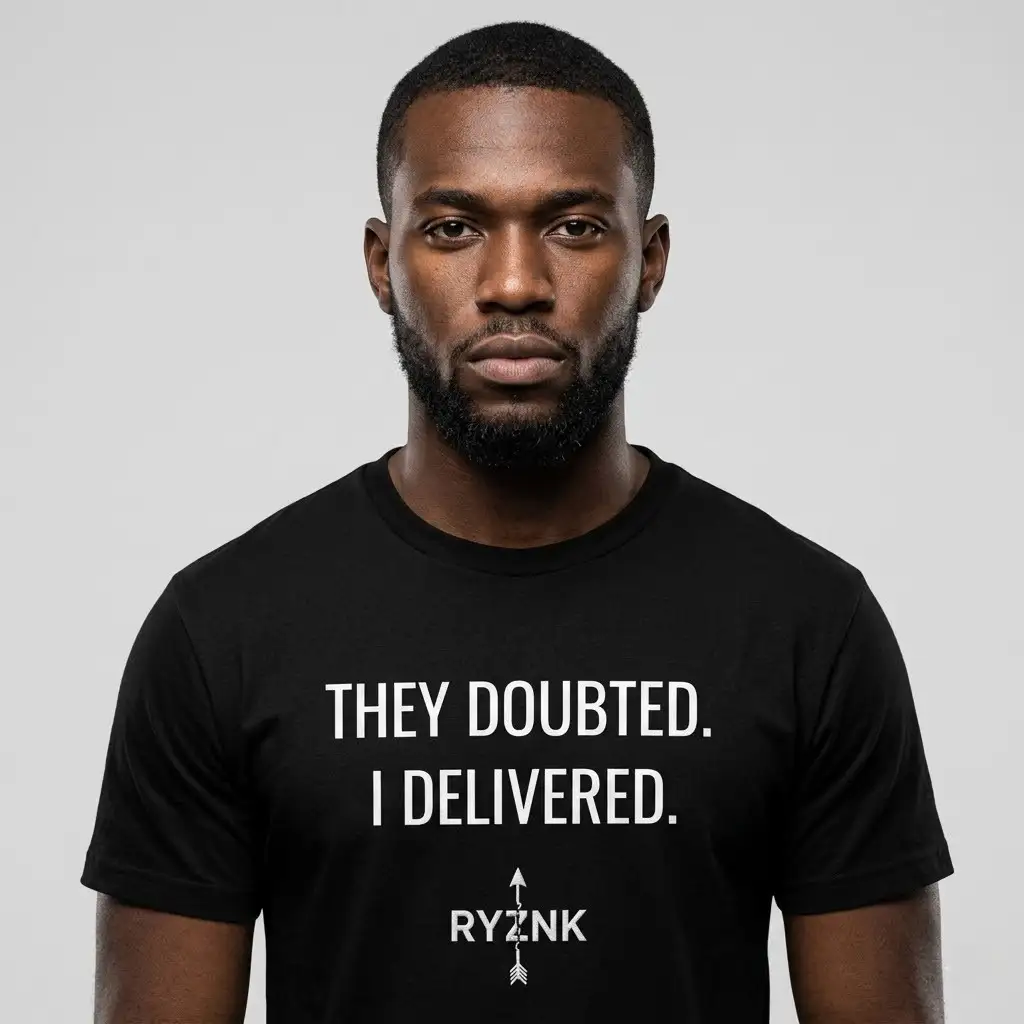 RYZNK They Doubted I Delivered T-Shirt — Man Studio — Motivational Streetwear Tee