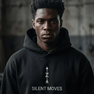RYZNK Silent Moves Hoodie — Man Editorial Industrial — Premium Streetwear