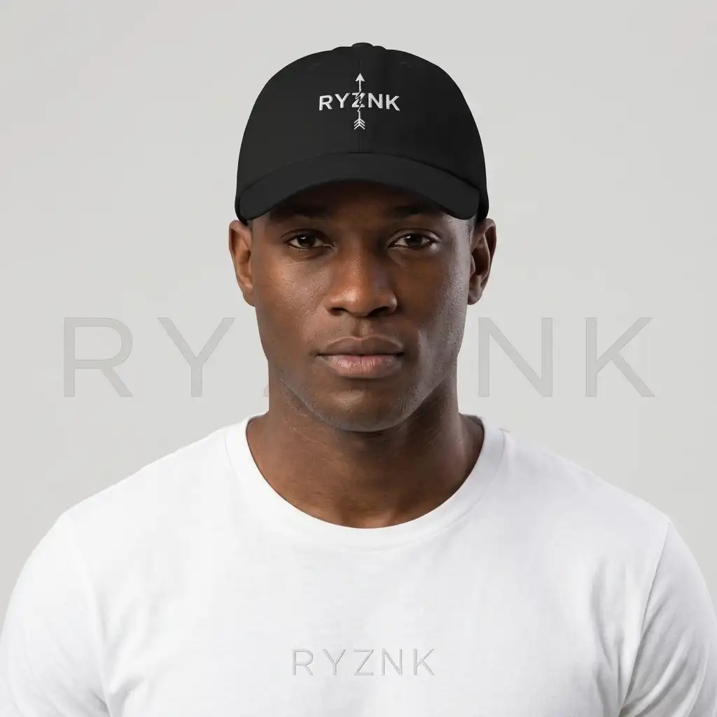 RYZNK Classic Dad Hat Black — White Embroidered Logo — Men's Streetwear Cap