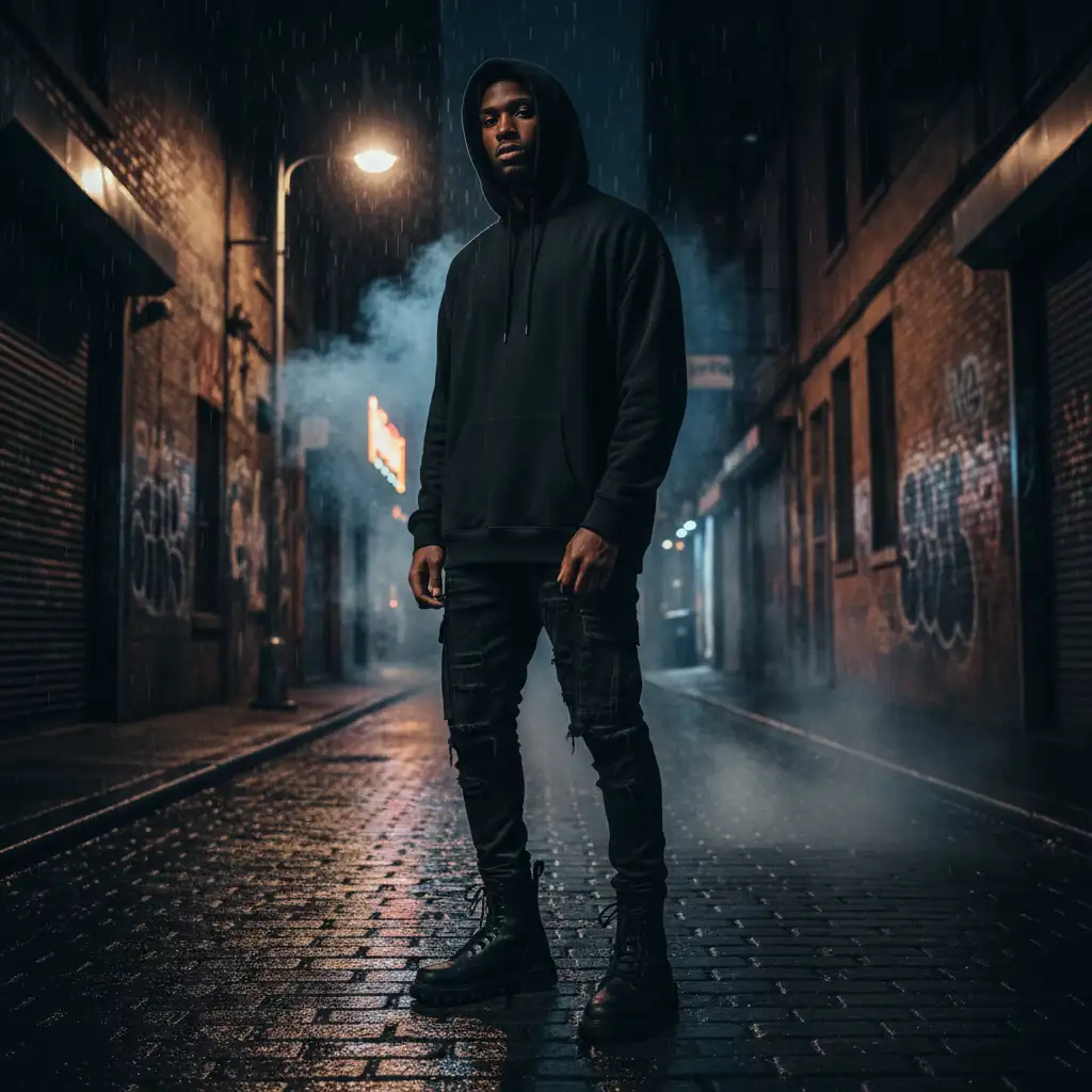 black hoodie men — RYZNK streetwear